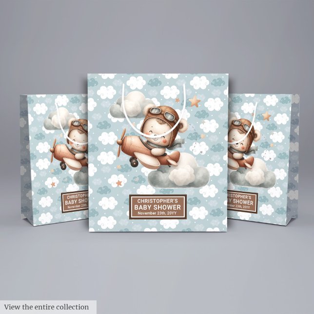 Airplane Theme Baby Shower Favor Bag For A Boy (Airplane Theme Baby Shower Favor Bag For A Boy)