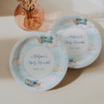 Airplane Theme Baby Shower For Boy Party Paper Plates<br><div class="desc">A whimsical watercolor design featuring toy planes against a blue sky with fluffy white clouds.</div>
