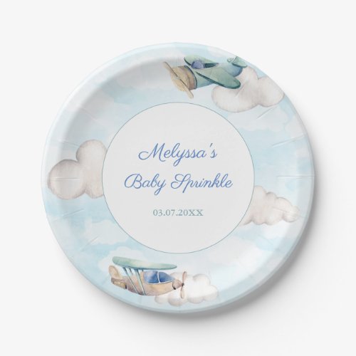 Airplane Theme Baby Shower For Boy Party Paper Plates