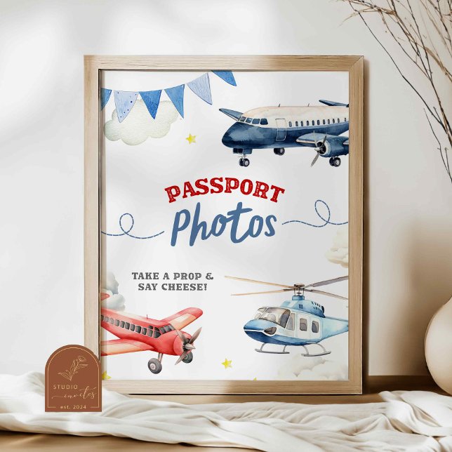 Airplane Theme Birthday Passport Photo Custom Sign (Creator Uploaded)