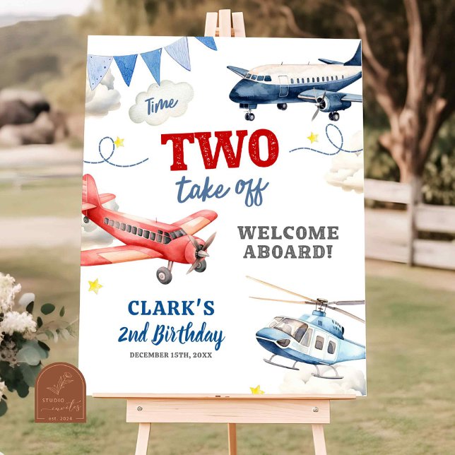 Airplane Theme Boy 2nd Birthday Welcome Sign (Creator Uploaded)