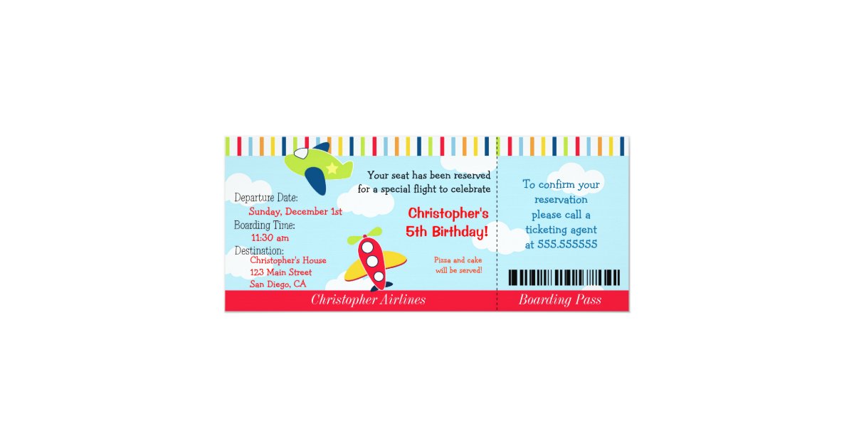 Airplane Ticket Birthday Invitation 8