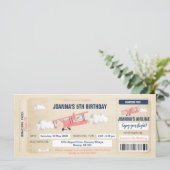Airplane Ticket Birthday Invitation for a Girl (Standing Front)