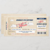 Airplane Ticket Birthday Invitation for a Girl (Front/Back)