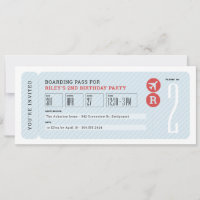 Airplane ticket boarding pass kids birthday party