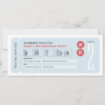 Airplane ticket boarding pass kids birthday party invitation