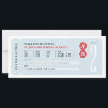Airplane ticket boarding pass kids birthday party invitation<br><div class="desc">Ready for takeoff! This airline ticket shape and themed invitation is perfect for your little airplane enthusiast's party. With light blue stripes,  red and black text,  a spot for custom age and initial,  this sets the tone for a fun birthday celebration.</div>