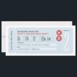 Airplane ticket boarding pass kids birthday party invitation<br><div class="desc">Ready for takeoff! This airline ticket shape and themed invitation is perfect for your little airplane enthusiast's party. With light blue stripes,  red and black text,  a spot for custom age and initial,  this sets the tone for a fun birthday celebration.</div>