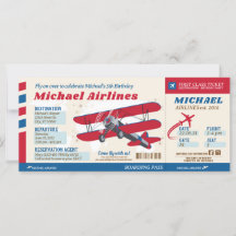 Airplane Ticket Boarding Pass Style Invitation