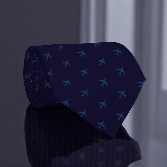 Airplane Tie Dark Blue Repeating Planes  (Creator Uploaded)