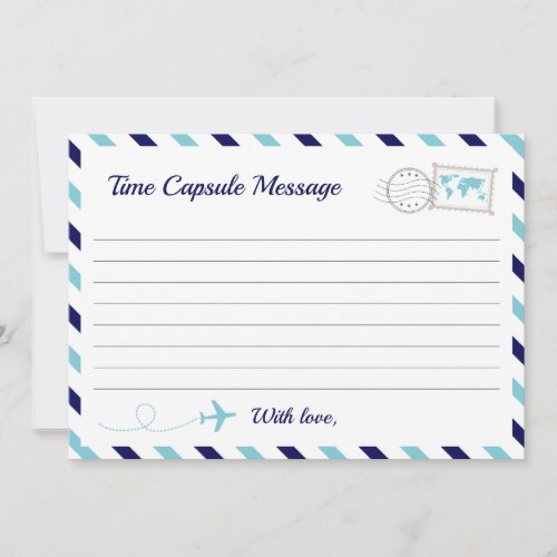 Airplane Time Capsule Baby Boy Shower 1st Birthday Advice Card