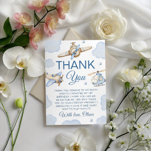Airplane Time Flies Birthday Thank You Card
