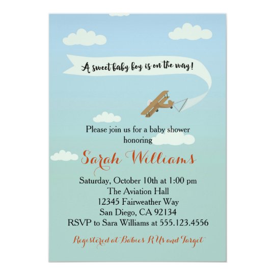 Airplane Transportation Baby Shower Invitaiton Invitation | Zazzle.com