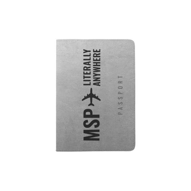 Airplane Travel Airport Code Funny Custom Black Passport Holder (Front)