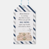 Airplane Travel Baby Boy Shower Mini Bottle Favor Gift Tags