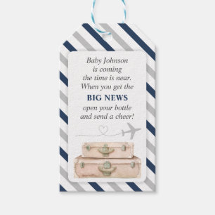 Airplane Travel Baby Boy Shower Mini Bottle Favor Gift Tags