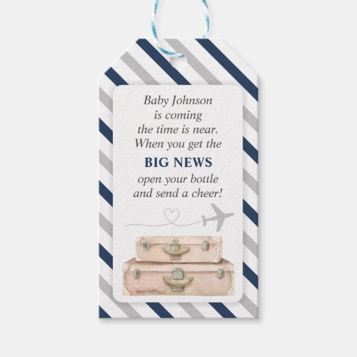 Airplane Travel Baby Boy Shower Mini Bottle Favor Gift Tags