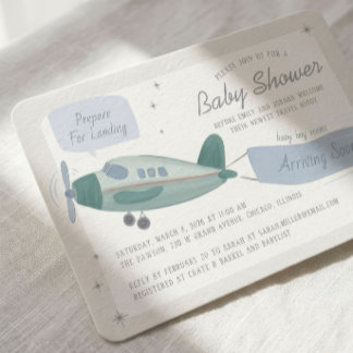 Airplane Travel Baby Shower Invitation