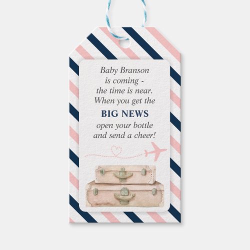 Airplane Travel Baby Shower Mini Wine Bottle Favor Gift Tags