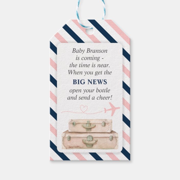 Airplane Travel Baby Shower Mini Wine Bottle Favor Gift Tags Zazzle Com