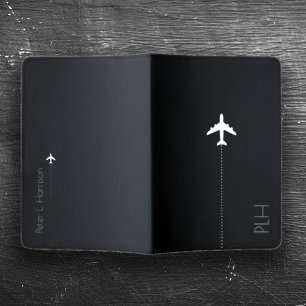 airplane travel black passport holder