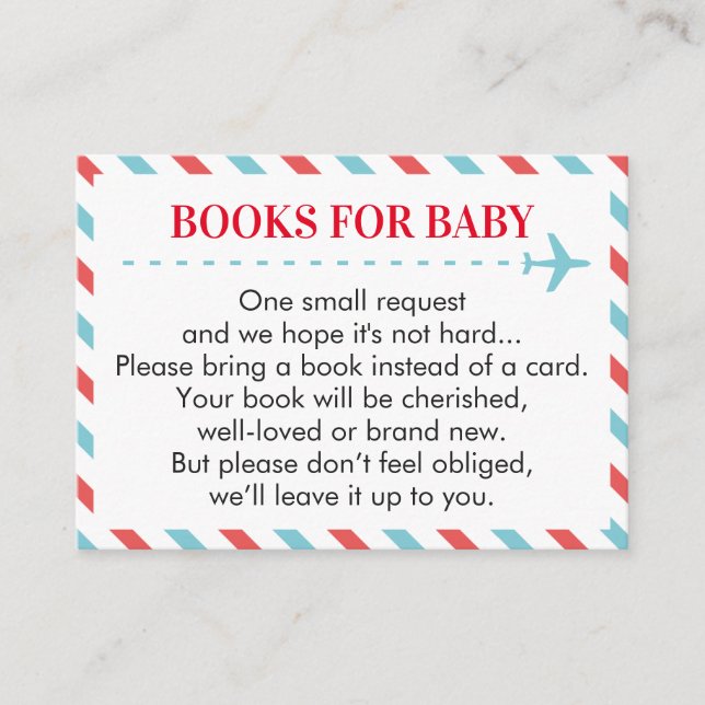 Airplane Travel Books for Baby Book Request Card (Front)