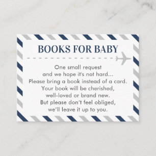 Airplane Travel Books for Baby Boy Shower Request Enclosure Card