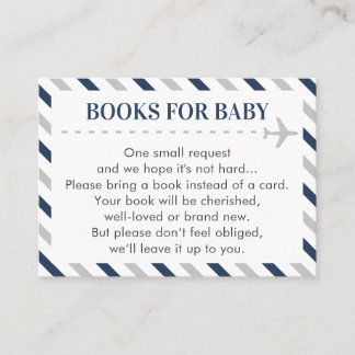 Airplane Travel Books for Baby Boy Shower Request Enclosure Card