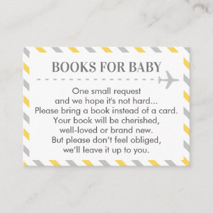 Airplane Travel Books for Baby Boy Shower Request Enclosure Card