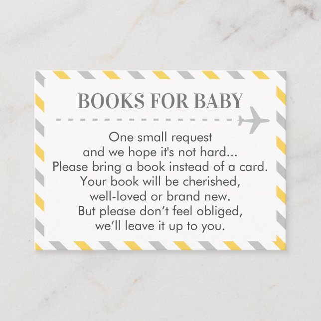 Airplane Travel Books for Baby Boy Shower Request Enclosure Card (Front)