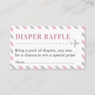 Airplane Travel Diaper Raffle Ticket Baby Shower Enclosure Card