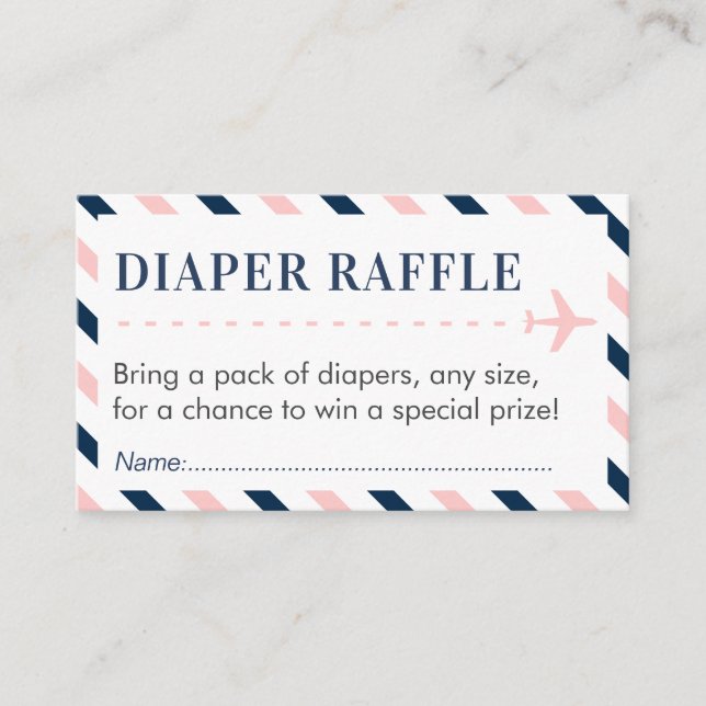 Airplane Travel Diaper Raffle Ticket Baby Shower Enclosure Card (Front)