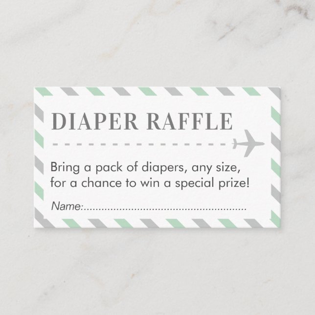 Airplane Travel Diaper Raffle Ticket Baby Shower Enclosure Card (Front)
