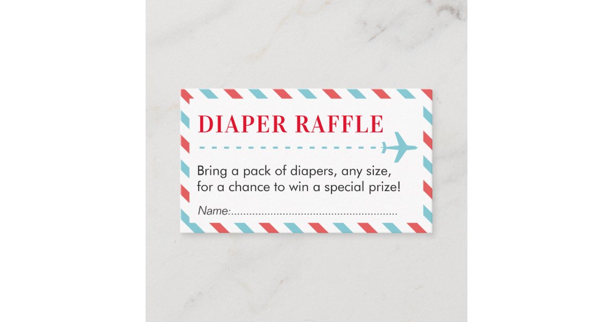 Airplane Travel Diaper Raffle Ticket Baby Shower Enclosure Card | Zazzle