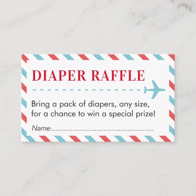 Airplane Travel Diaper Raffle Ticket Baby Shower Enclosure Card (Front)