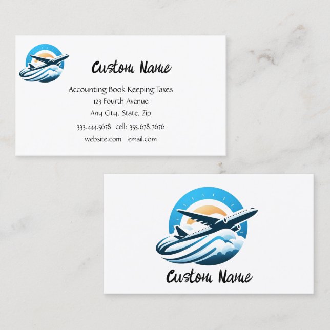Airplane Travel Service Tourism Repair Maintenance Business Card (Front/Back)