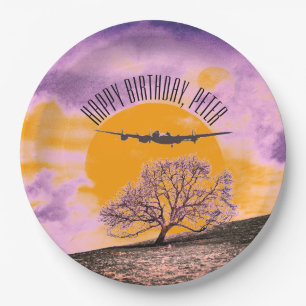 Airplane Tree Binary Sunset Text Paper Plates