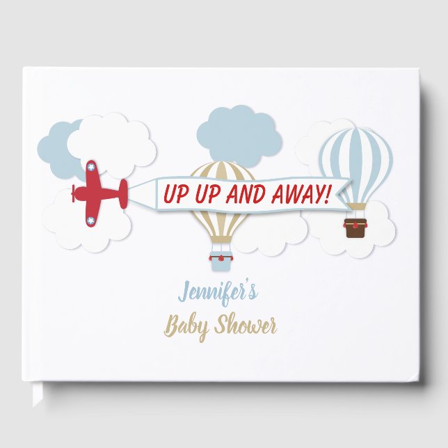 Airplane/ Up Up And Away! Baby Shower Guest Book (Front)