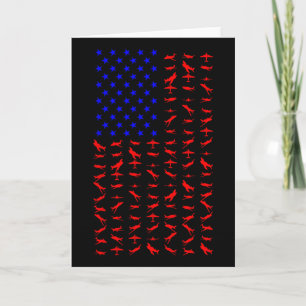 Airplane Us Flag American Independence Day 4th Of Card