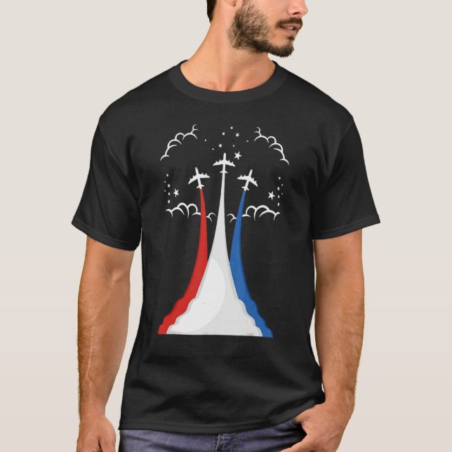 Airplane Usa 4th Of July Aircraft Mechanic America T-Shirt (Front)
