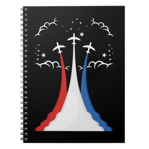 Airplane USA 4th of July Aviation American Flag Notebook