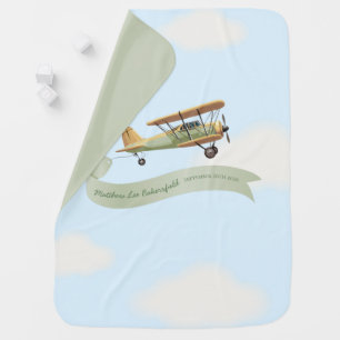 Airplane Vintage Baby Shower Baby Blanket