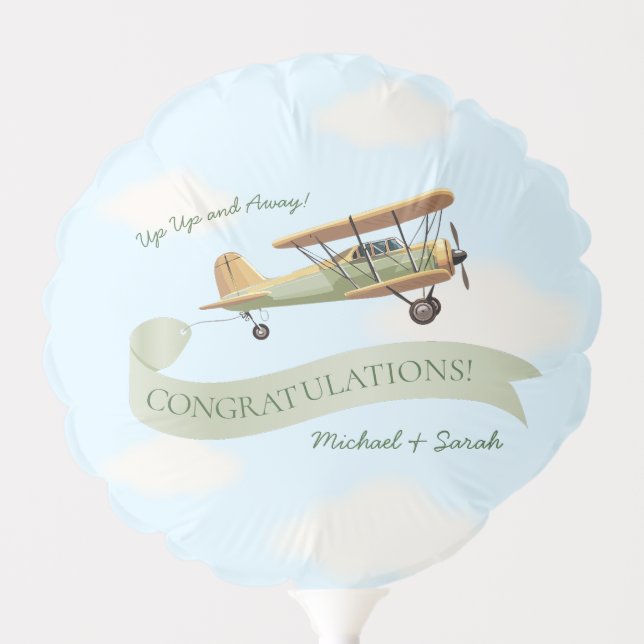 Airplane Vintage Baby Shower Balloon (Front)