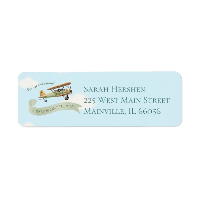 Airplane Vintage Baby Shower Label (Front)