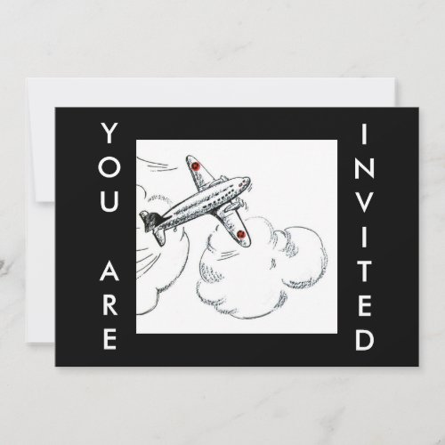 Airplane Vintage Drawing  Aviation Invitation