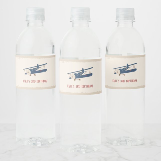 Airplane Water Bottle Label - Custom (Bottles)