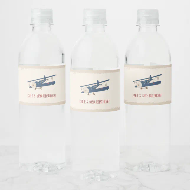Airplane Water Bottle Label Custom Zazzle