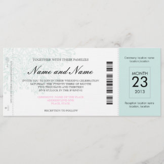 Airplane Wedding Ticket Invitation