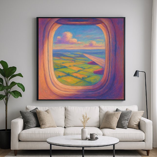 Airplane Window Landscape - Painterly Pastel Style Poster (Creator Uploaded)