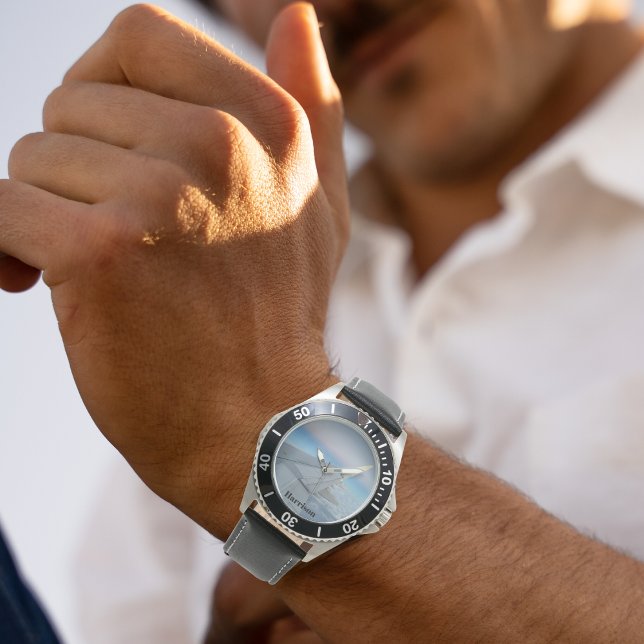 Airplane wing and Clouds Photo Pilot Personalized  Watch (Creator Uploaded)